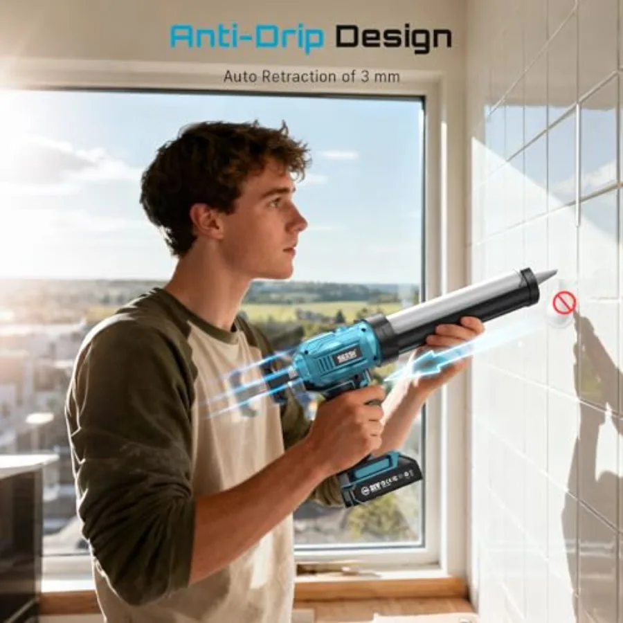 Pistolet do silikonu SEESII, akumulatorowy, 21V, do napraw domowych i projektów budowlanych, elektryczny pistolet do silikonu z