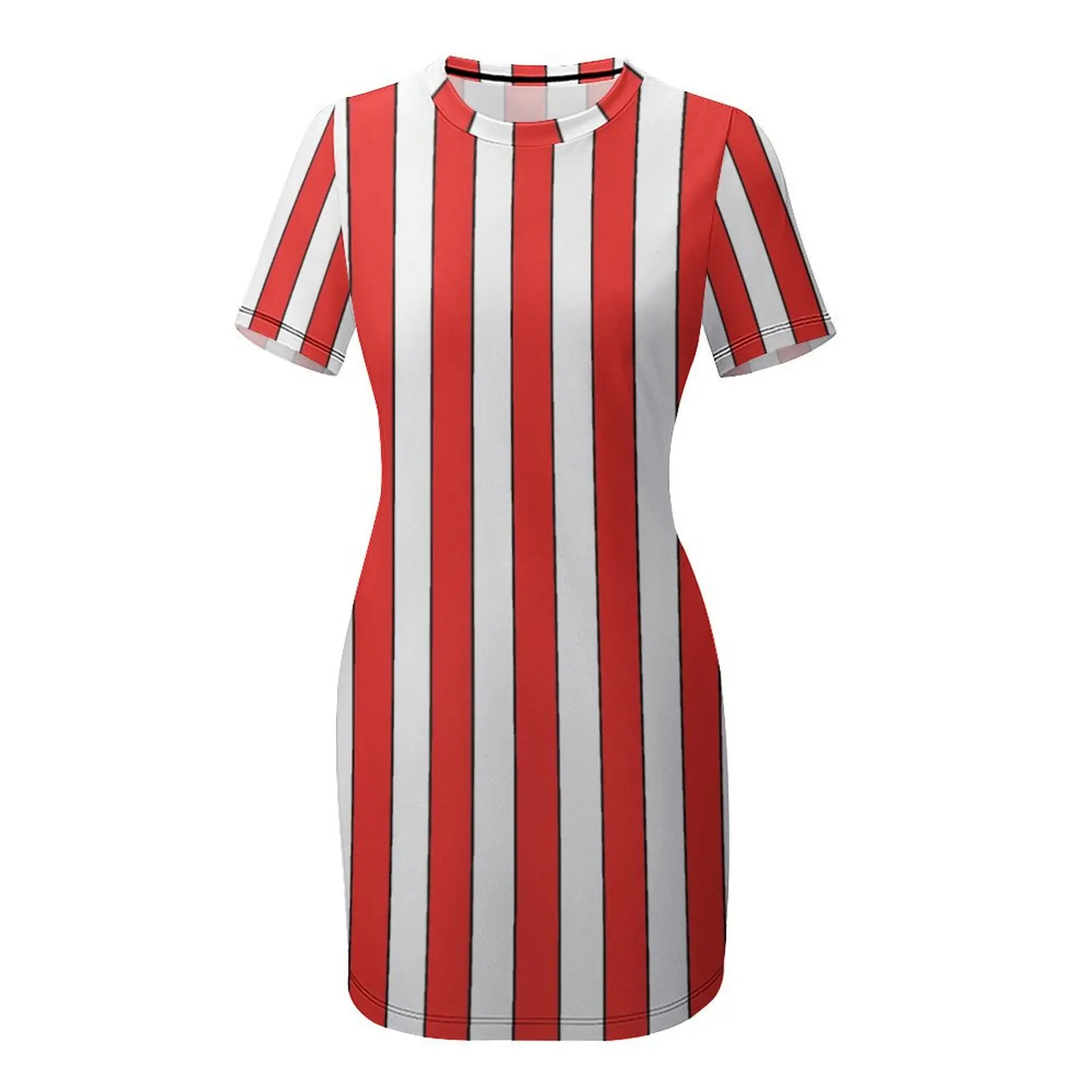 Vestido de manga corta a rayas verticales para mujer, ropa sarcástica Sexy, color rojo, negro y blanco, vacaciones divertidas, Vestido con tirantes Premium