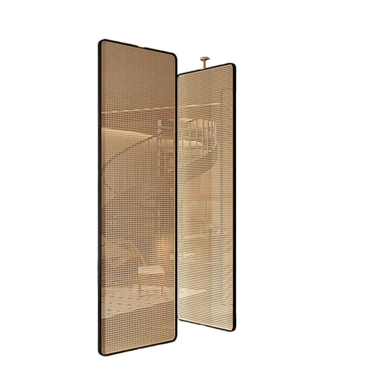 Retro wabi-sabi wind rotatable rattan screen, partition office shop hotel homestay entrance wall