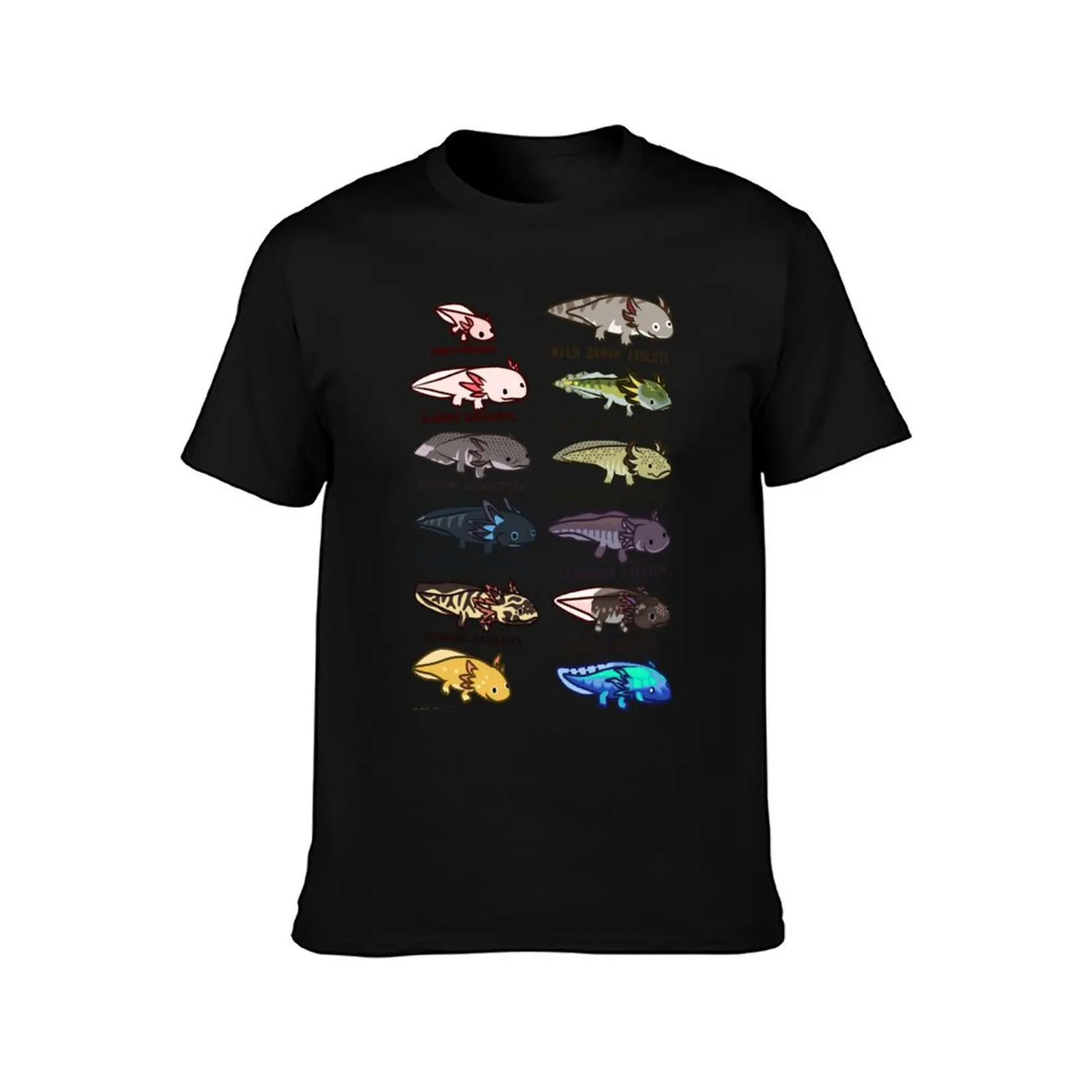 axolotl morphs and colors T-Shirt designer shirts oversized fitted t shirts for men