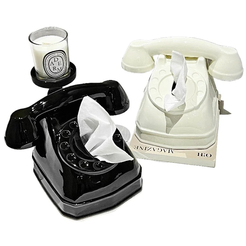 Creative retro, phone tissue box, living room dining table carton, high-end, light luxury, home desktop ornament