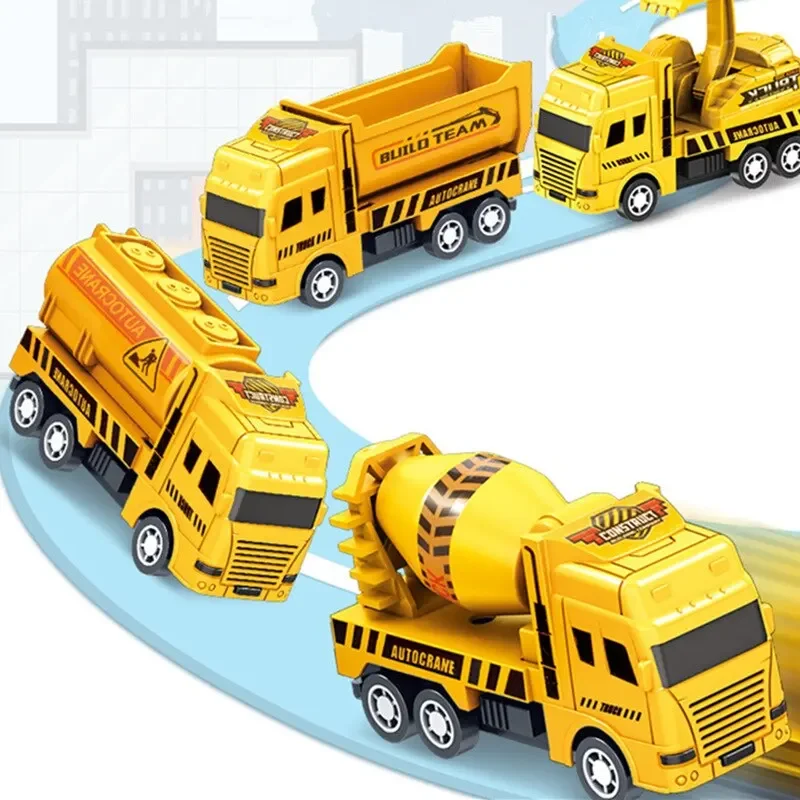 4 Pcs Small Construction Vehicles Pull Back & Go Friction Powered for Toddlers Travel Car Toys Age 3-5 Birthday Gift
