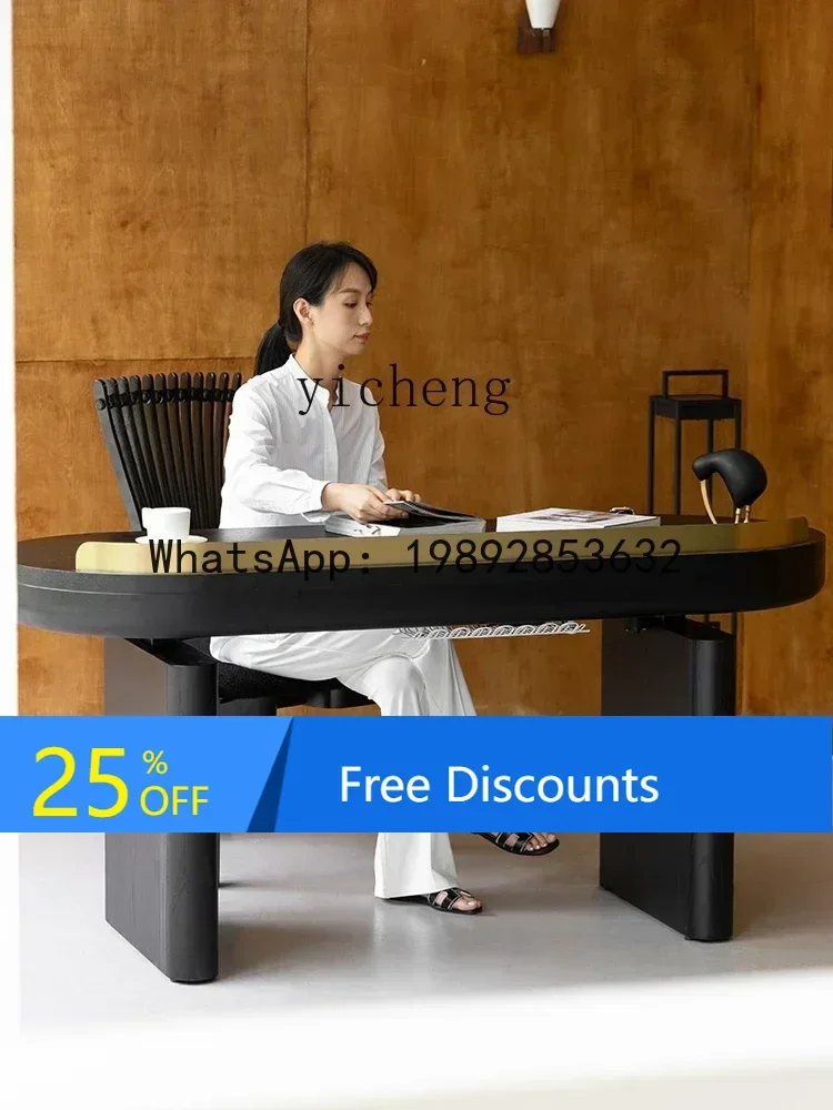 LYY Mountain Oak Grain Smart Study Desk Lifting Table Modern Simple Light Luxury Computer Table