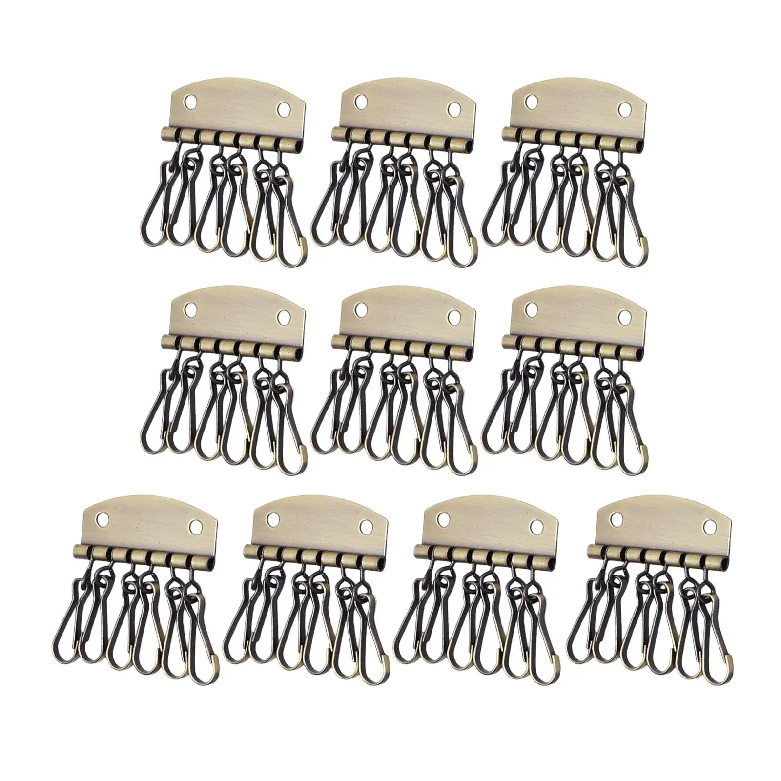 Key Chain Keyring Hardware 6 Hook Metal Clasp for DIY PU Leather Key Case Craft and Wallet Organizer