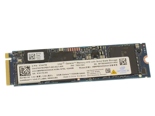 

Dell 7HHTM Solid State Drive with 32 GB Intel Optane H10 Persistant Memory - 1 TB - PCIe 30 - NVMe - M2 2280 - Used-Like New