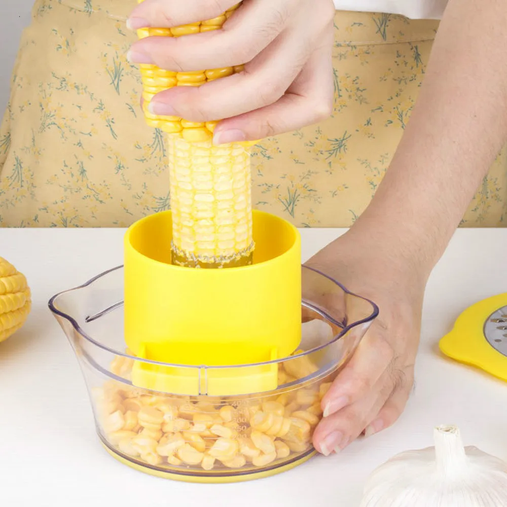 

New Corn Slicer Peeler Ginger Sharpener Corn Planer Grain Separator Cob Corn Stripper With Built-In Measuring Cup And Grater