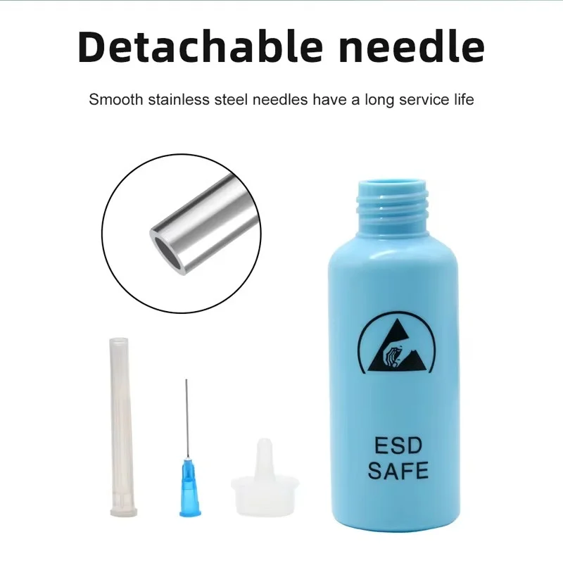Distributeur de bouteilles d'alcool ESD BST-101, 50mL, avec aiguille, compte-gouttes de colle antistatique, pour l'électronique de téléphone, nettoyage de cartes PCB