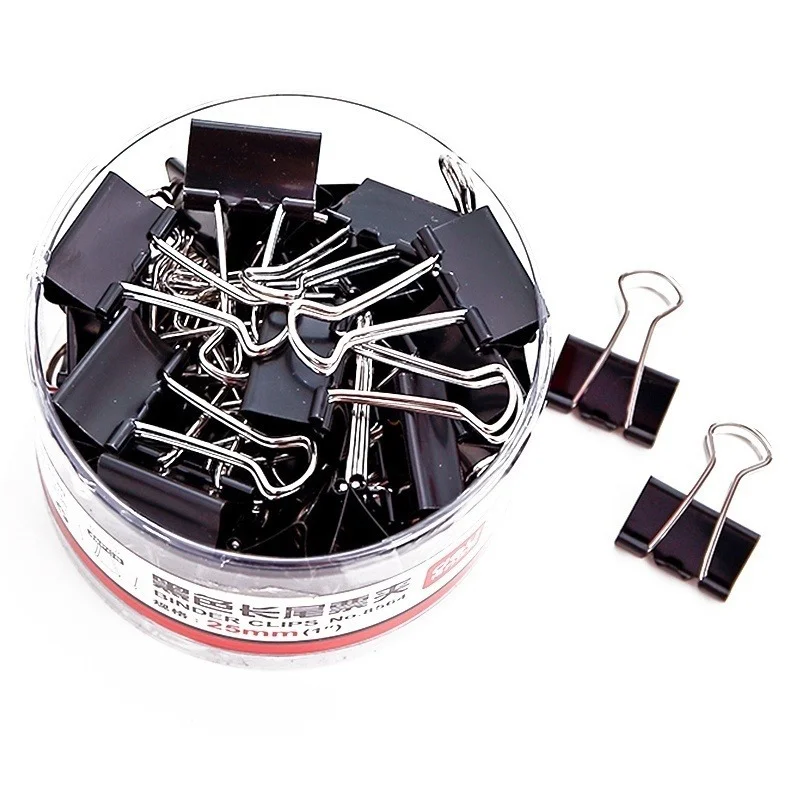 50 Pcs Set Long Tail Clip Black Metal Binder 15 Mm Note Paper Clips Office Supplies Material Document Binding Fixing Paperclips