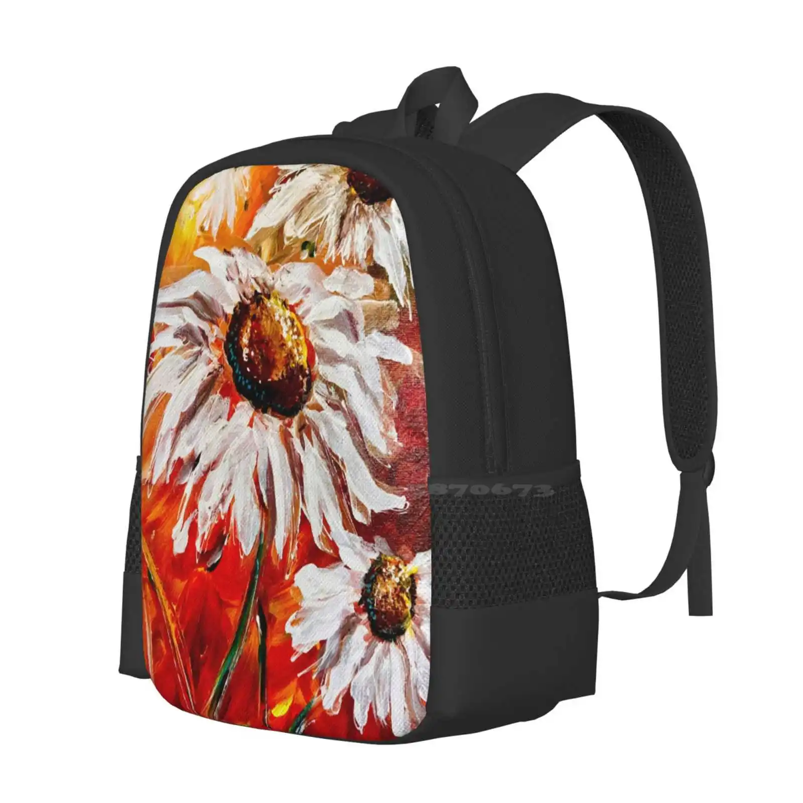 Threesome - My Impressionist Daisies. Hot Sale Schoolbag Backpack Fashion Bags Wild Daisies Vibrant Flowers Floral Art Floral