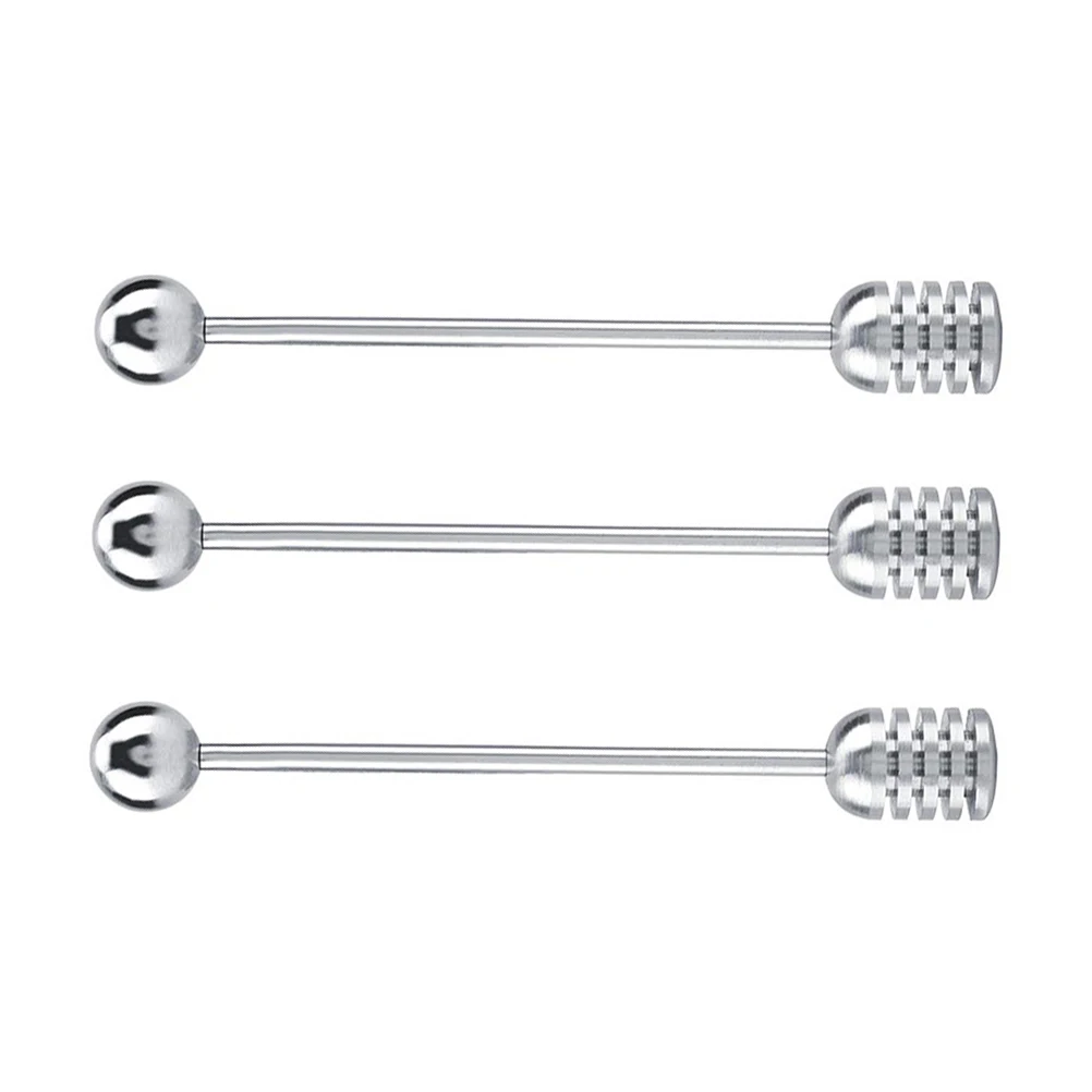 

3 Pcs Honey Spoon Beverage Agitator Muddler Stick Stirrer for Drinks Stainless Steel