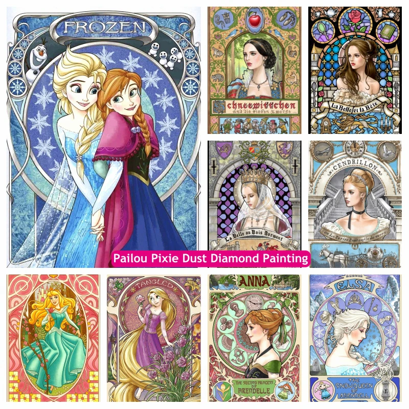 

Diy 5d Disney Princess AB Diamond Art Painting Beauty Girl Belle Tangled Frozen Anna Elsa Cross Stitch Mosaic Home Decor