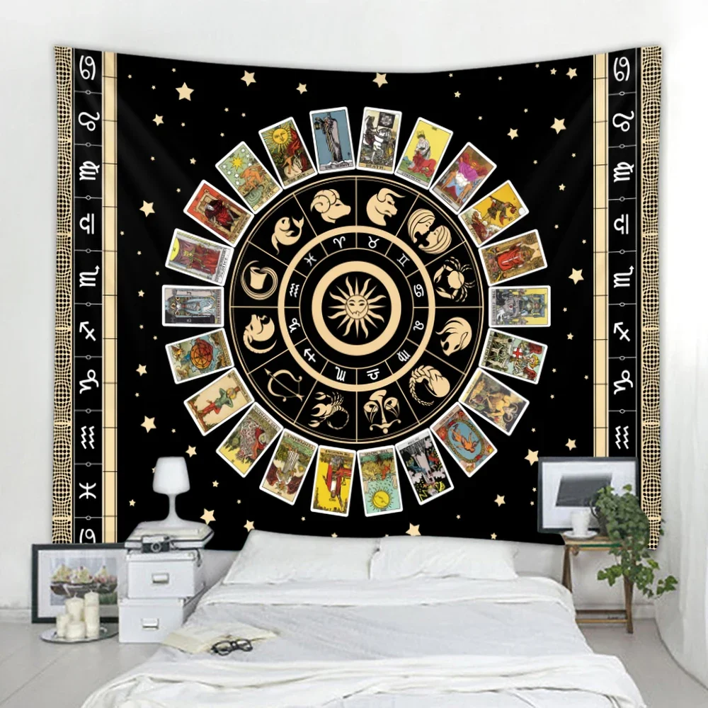 Viking Mysterious Symbols Tarot Home Tapestry Psychedelic Scene Wall Hanging Room  Yoga Mat Sheets