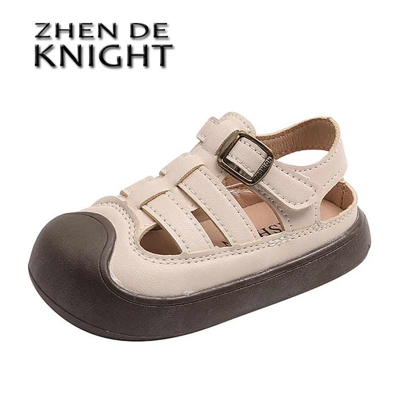 Children's Closed-toe Sandals Summer New Boys Anti-kicking Beach Shoes Hollow Female Baby Walking Shoes Roman Sandals