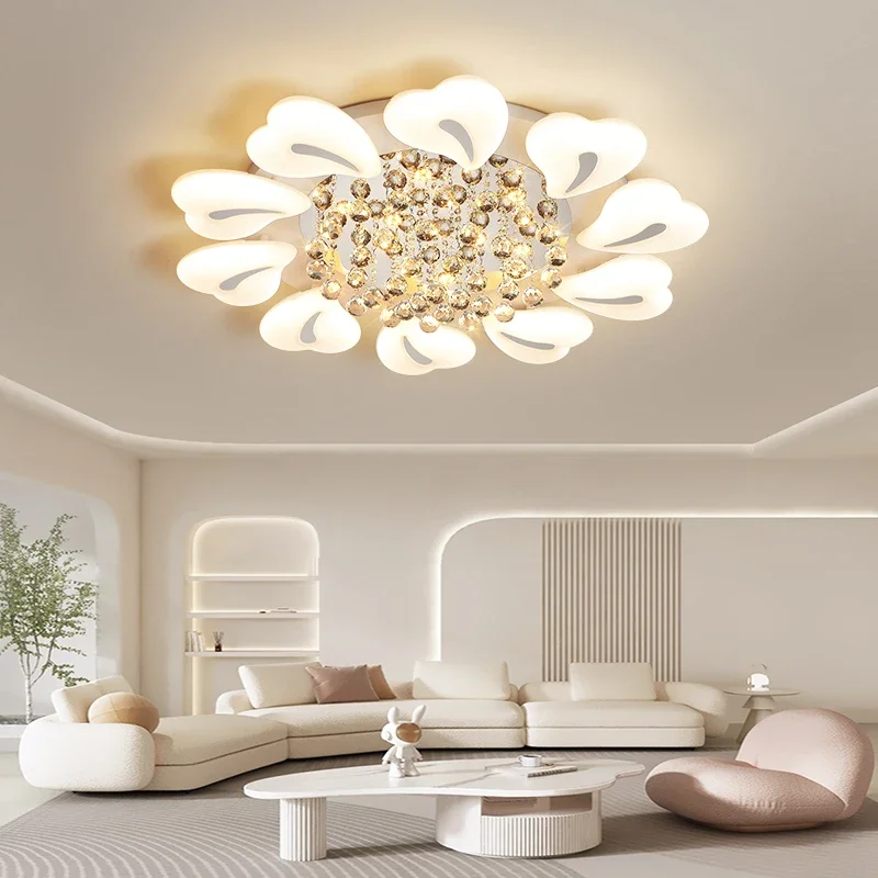 TechHPWhite Flowers Led Ceiling Lamp Light Luxury Premium Design For Living Room Bedroom Room
