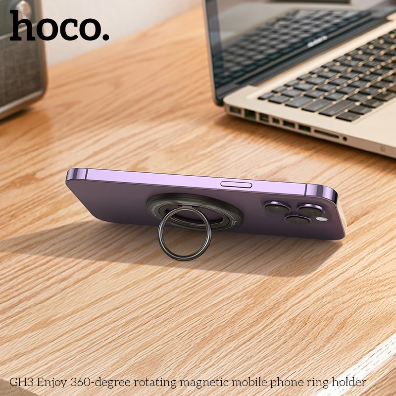 HOCO GH3 MagSafe Magnetic Ring Phone Holder 360 Degree Rotating Kickstand for iPhone MagSafe Samsung Desktop AlloyBuckle Stand