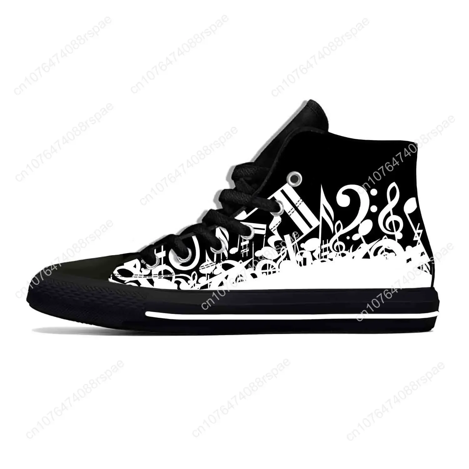 Anime Cartoon Musik Note Musiknoten Mode lässig Stoff Schuhe High Top leichte atmungsaktive 3D-Druck Männer Frauen Turnschuhe