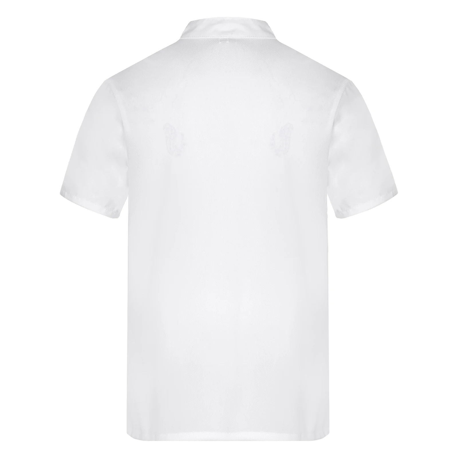 Men Short Sleeve Chef Coat Cooking Jacket Top Adults Stand Collar Double-Breasted Kitchen Cook Uniform with Pockets Chef Shirt