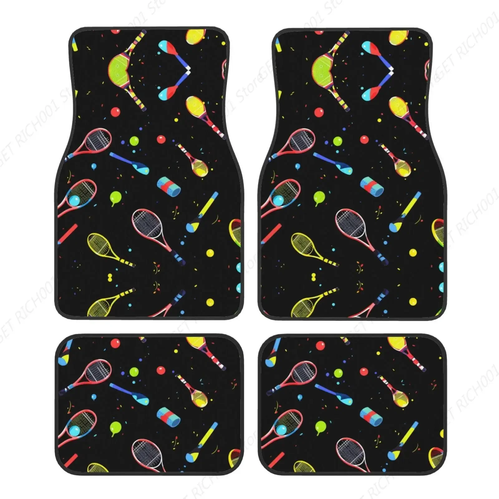 

Divertidas Raquetas Tenis Y Pelotas Tenis, Alfombrilla Para Pies Coche Con Estampado, Juego 4 шт., Suave, Grueso, Antisli