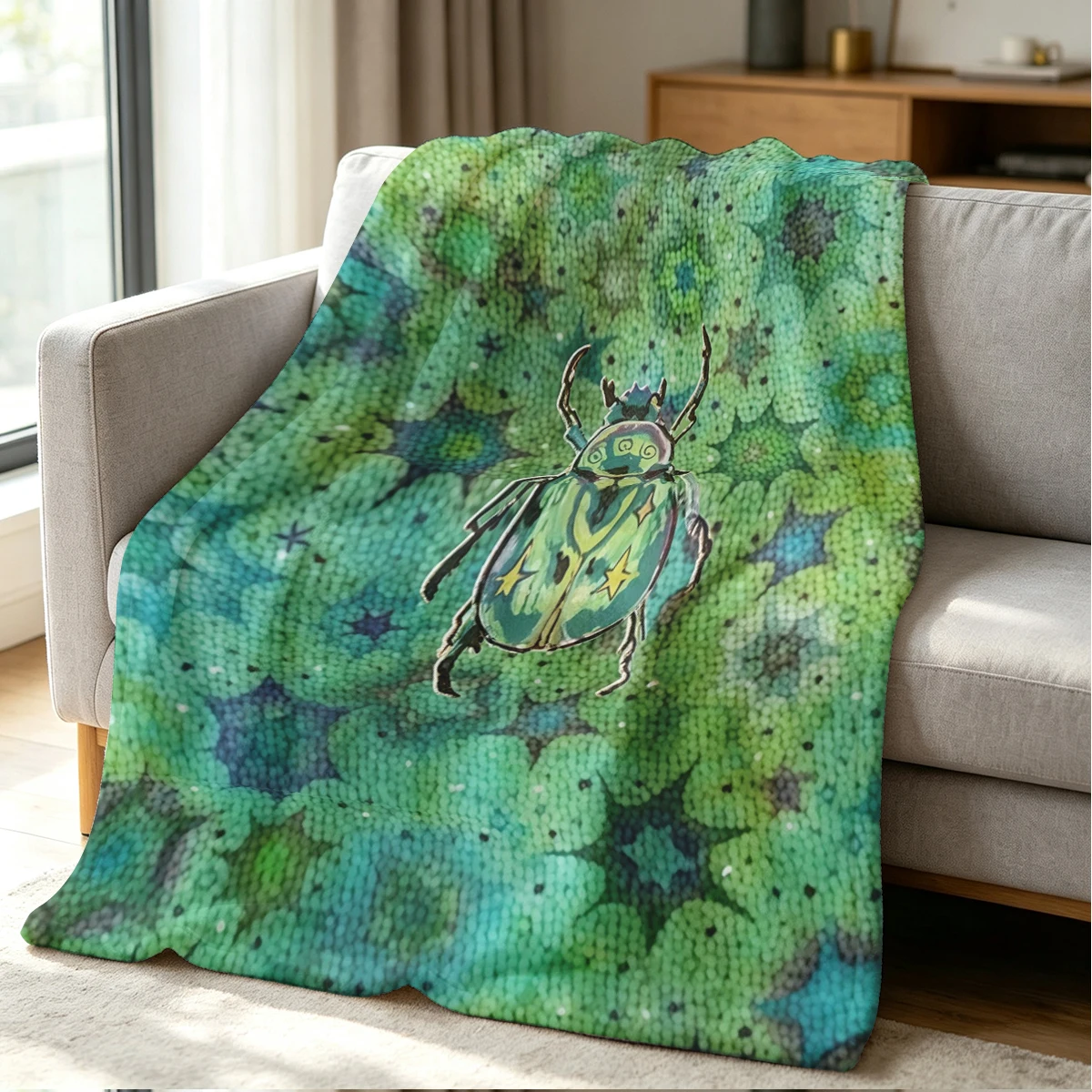 Beetle Glow Blanket Soft Cozy Throw for Sofa Bed Festive Holiday Decor Gift for Kids and Adults,Lightweight and Warm
