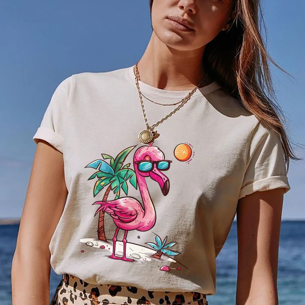 Pink Flamingo Shirt, Pink Flamingo Summer Vibes Beach Palm Tree Summer Vacation Shirt