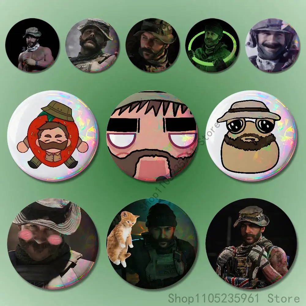 C-Captain J-John P-Price Pin Tinplate Round Brooch Cosplay Nijigen Otaku Culture Badges 58mm 44mm 32mm 75mm 25mm