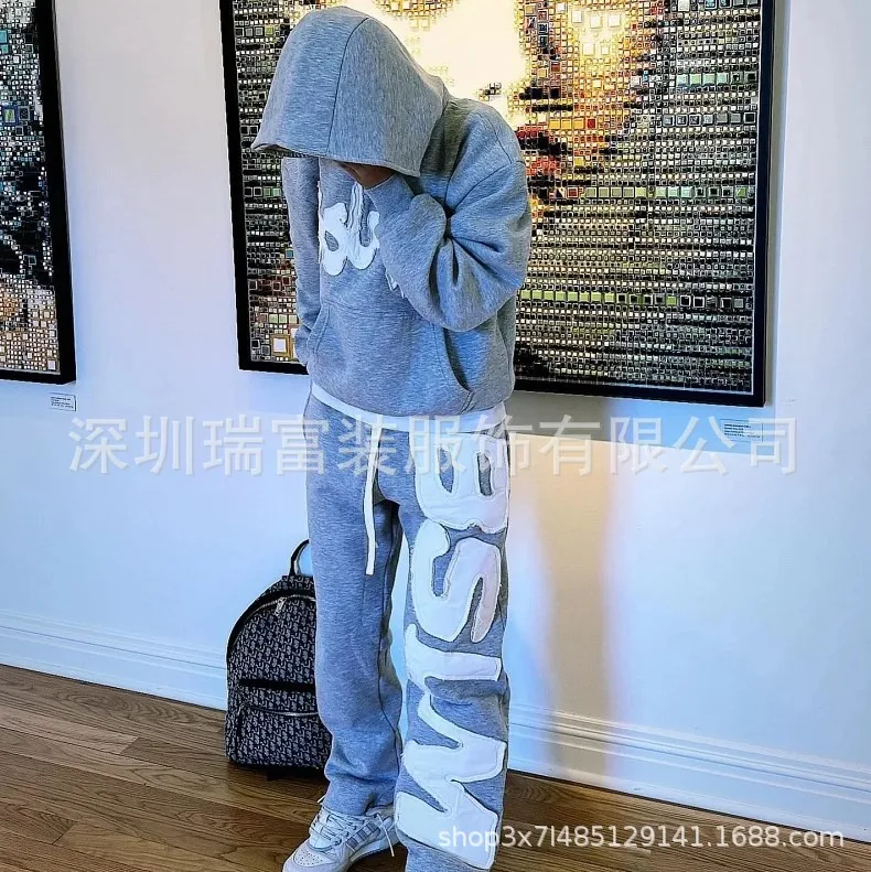 

2025 Sweatshirts Personalized Street Style Hip-hop Letter Hooded Sweatshirts Fashionable Casual Pants Same Style For Men Women