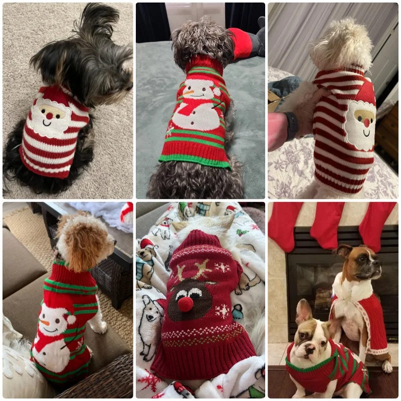 Christmas Dog Sweaters for Small Medium Dogs Winter Dog Clothes Fashion Print Puppy Knitted Pullover Cat Sweater Pet Turtleneck