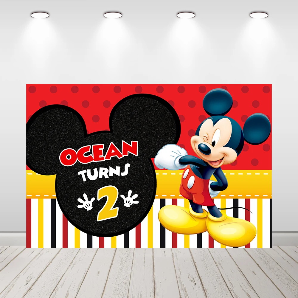 Mickey 2nd Birthday Photography Backdrop Mickey Inspired Oh Twodles Photo Background Mouse Boy\'s Second Birthday Party Supplies