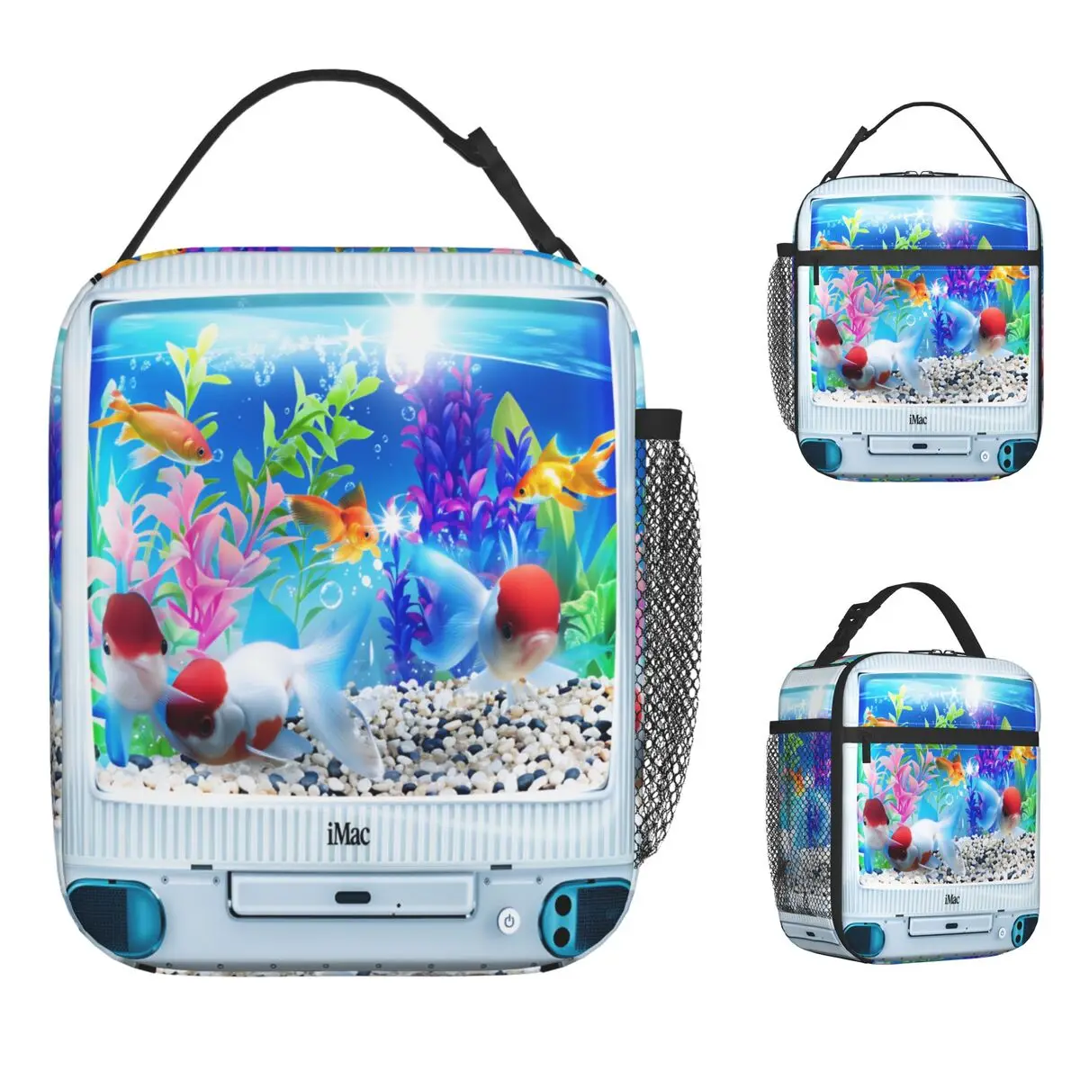 Bolsa de almuerzo Retro Frutiger Aero Art, fiambrera Retro para oficina Unisex, bolsa refrigeradora práctica, bolsa gráfica Oxford, bolsas de comida