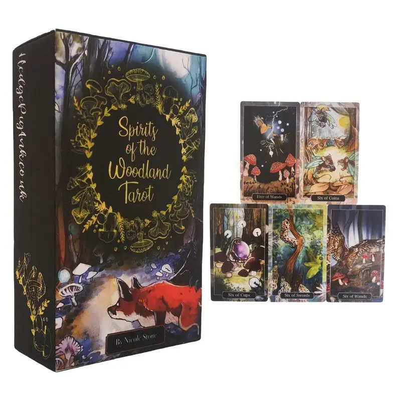 Spirits of The Woodland Tarot Deck 12x7cm A Fully Illustrated Complete Tarot Deck 78 Pcs Cards + 6 Special Cards with Guidebook