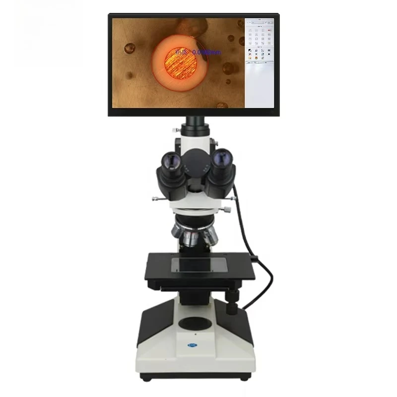 

2MP HD Moniter Intergrated Camera Measuring Metallurgical Microscope Trinocular Cheap Metallographic Microscope 185 X140mm