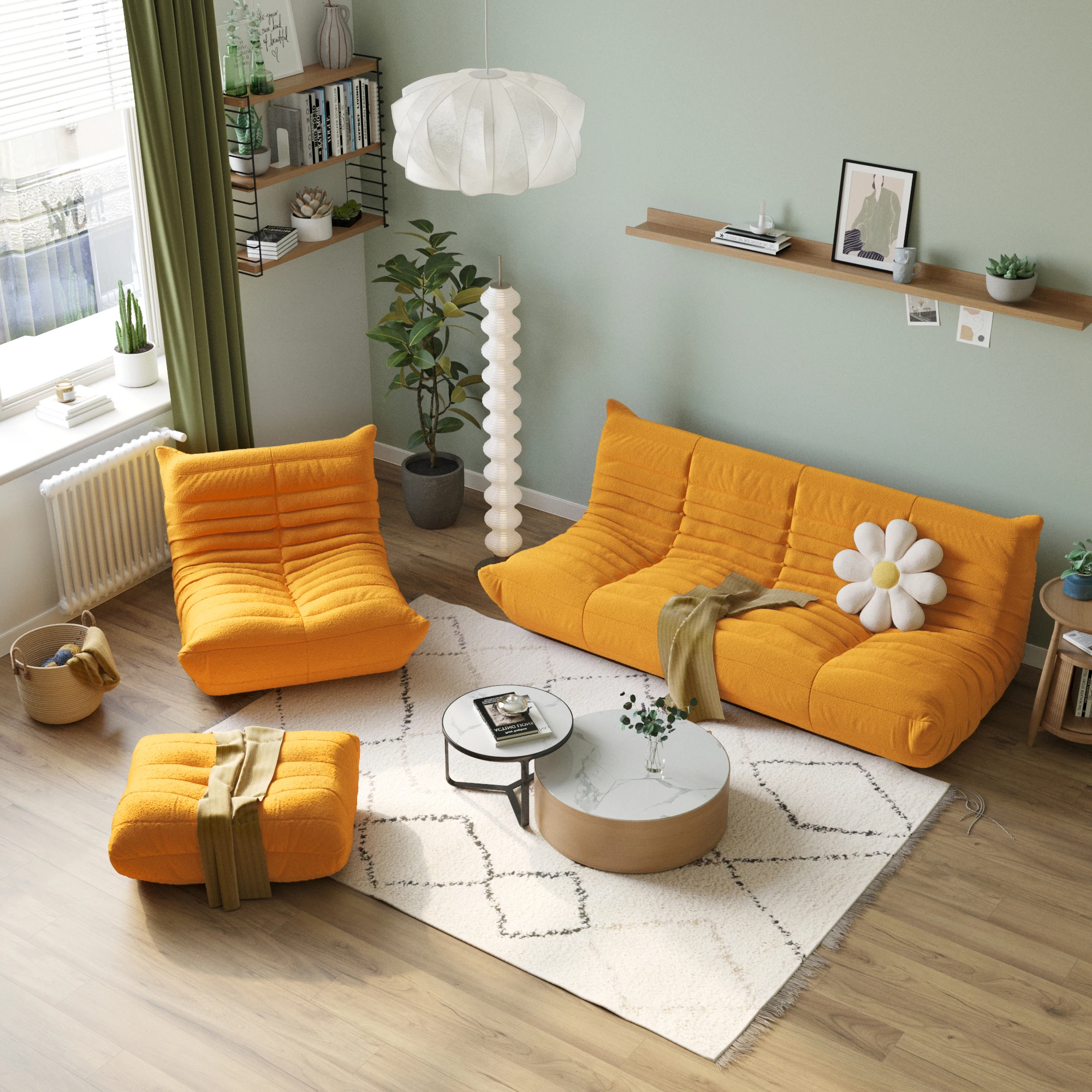 ATUNUS الولايات المتحدة في المخزون انخفاض الشحن الأصفر غرفة المعيشة أريكة فراغ الأريكة المضغوطة الاقسام الطابق كرسي كسول أريكة مجموعة