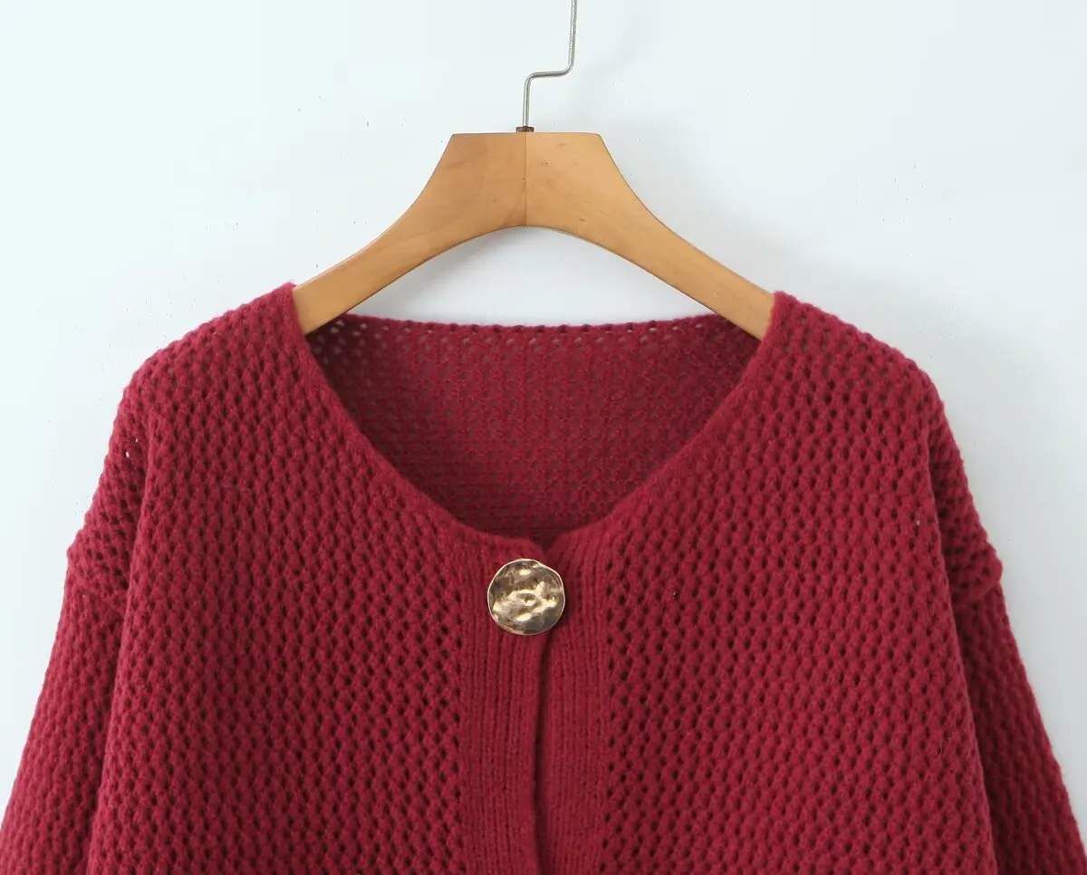 เสื้อคาร์ดิแกนไหมพรมถักหนาแฟชั่นใหม่สำหรับผู้หญิง ฤดูหนาว 2025 สไตล์เรโทร แขนยาว คอกลม เสื้อคลุมตัวนอก