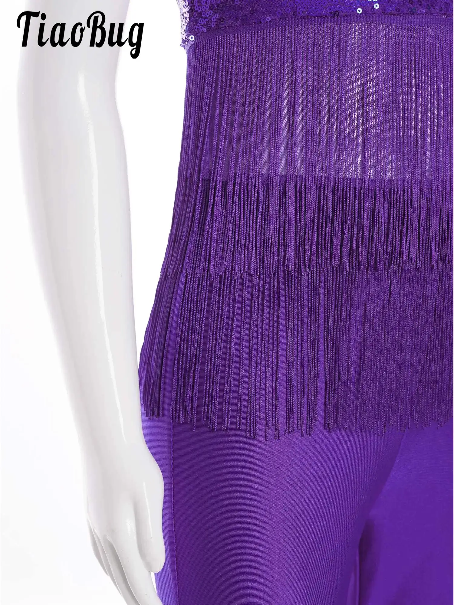 Jumpsuit Jazz Latin Dance Costume for Girls Modern Dancing Gymnastic Acrobatics Dresses Halter Bell-Bottom Skating Rompers