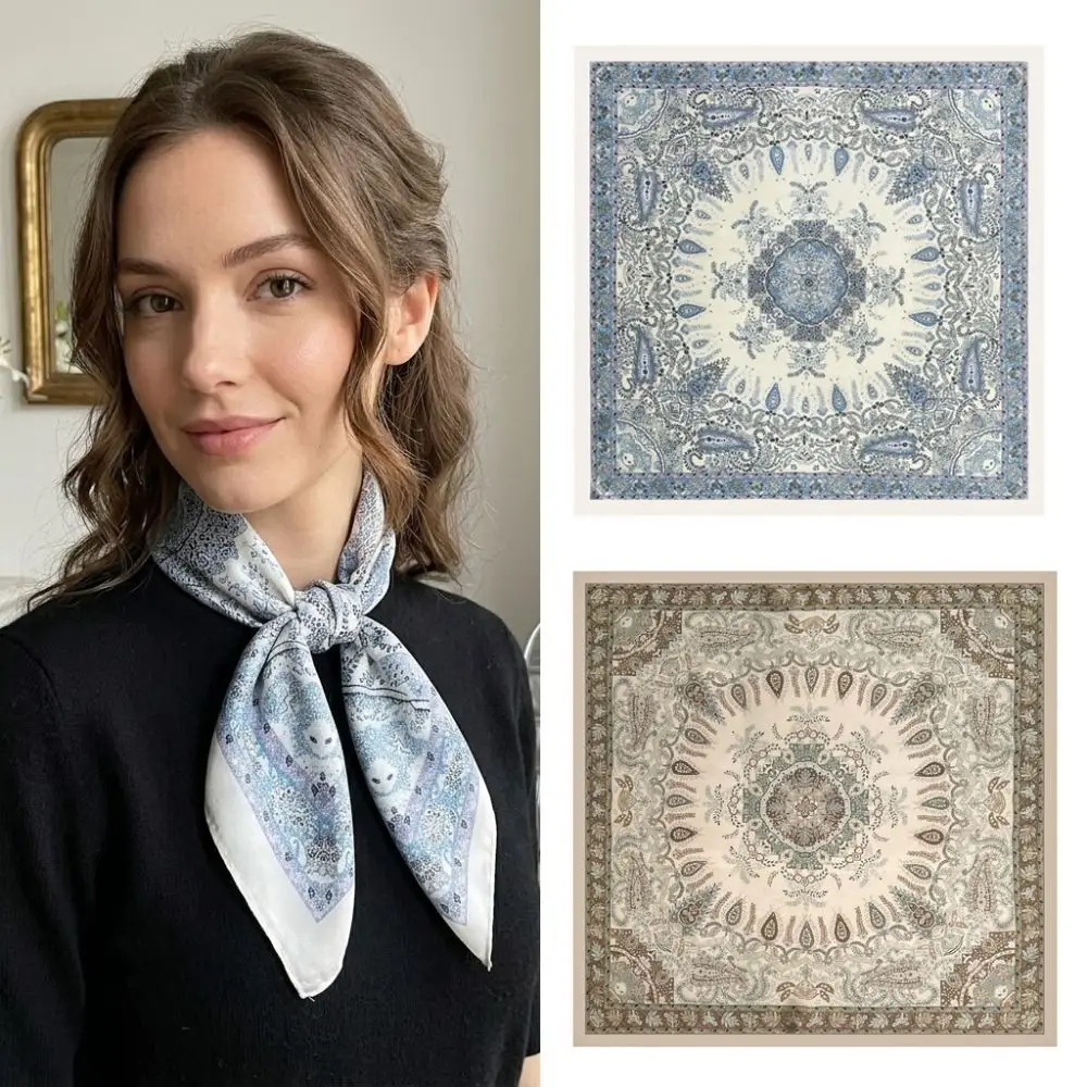

Versatile Luxury Square Silk Scarf 70*70cm Silk Material Silk Headscarf Breathable Soft Texture Silk Scarves For Women and Girls