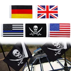 Universal Motorcycle Flag Sleeve Double Side American Germany Skull Flags Rear Mount Luggage Rack For Harley Honda Yamaha Suzuki