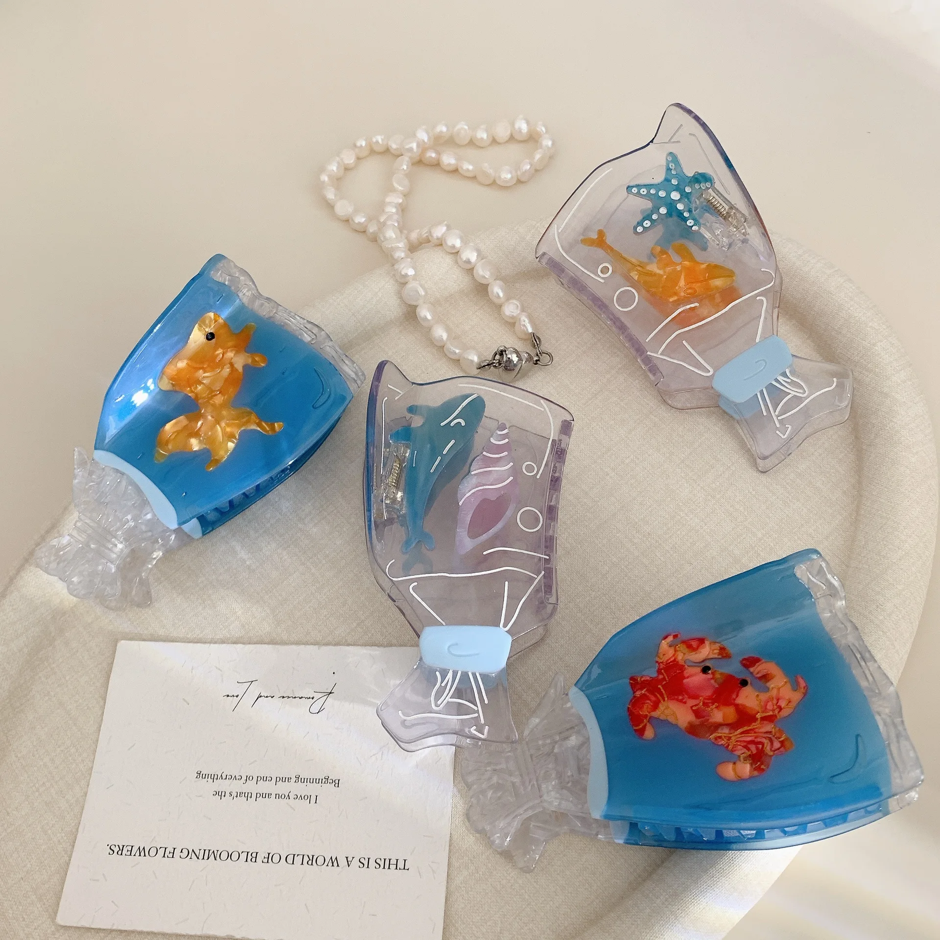 DuoShang Summer Ocean Series Crab Goldfish Bag Hair Claw Eco-friendly Acetate Claw Clip Crab Hair Clip Women Hair Accessories