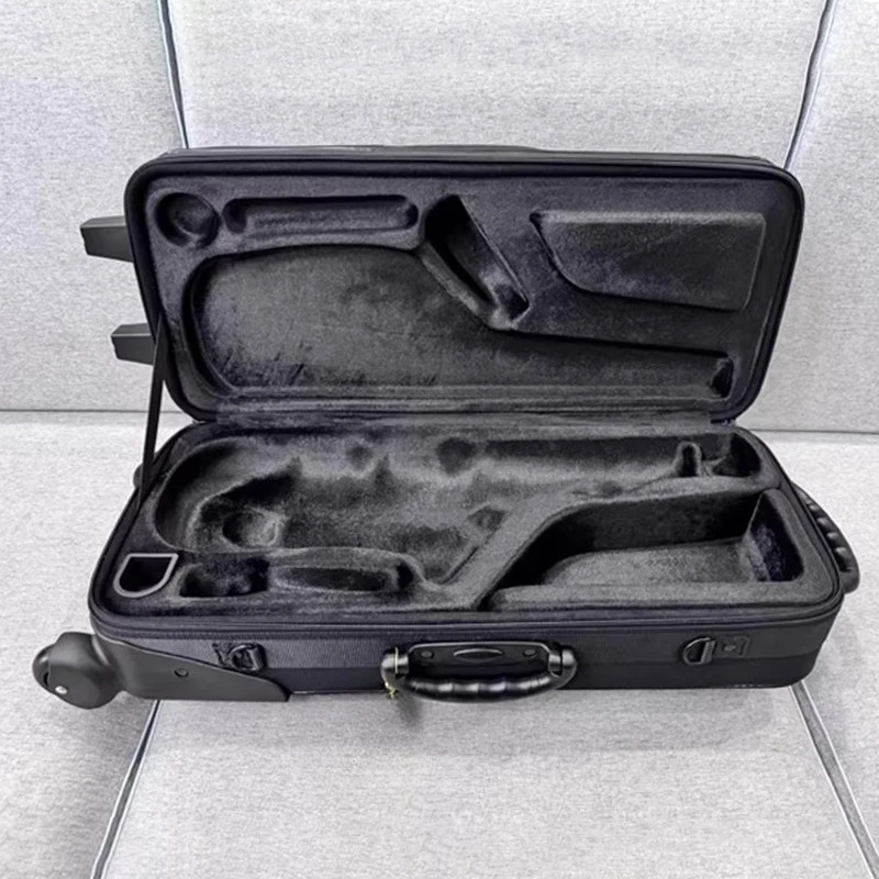 Eb Alto Saxophone Bag Pull Rod Portable Waterproof Sax Case Thickened Double Shoulder Straps Instruments Backpack with Pulley