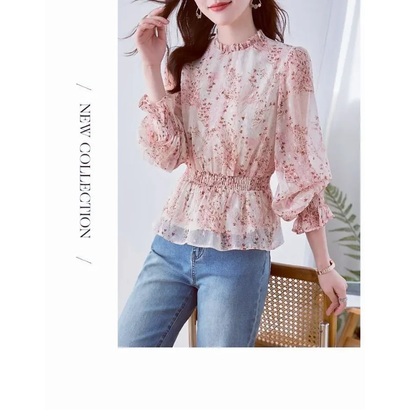 Women's New Stitched Pullover Round Neck Printed Fashion Loose Versatile Casual Long Sleeve Shirts