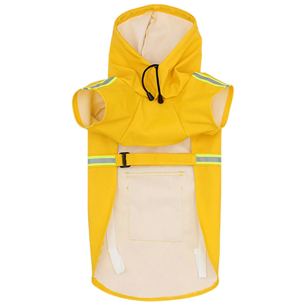 

Waterproof Raincoats for Dogs Pet Raincoat Yellow Reflective Jacket Hooded Rain Poncho Durable Comfortable Elastic Material