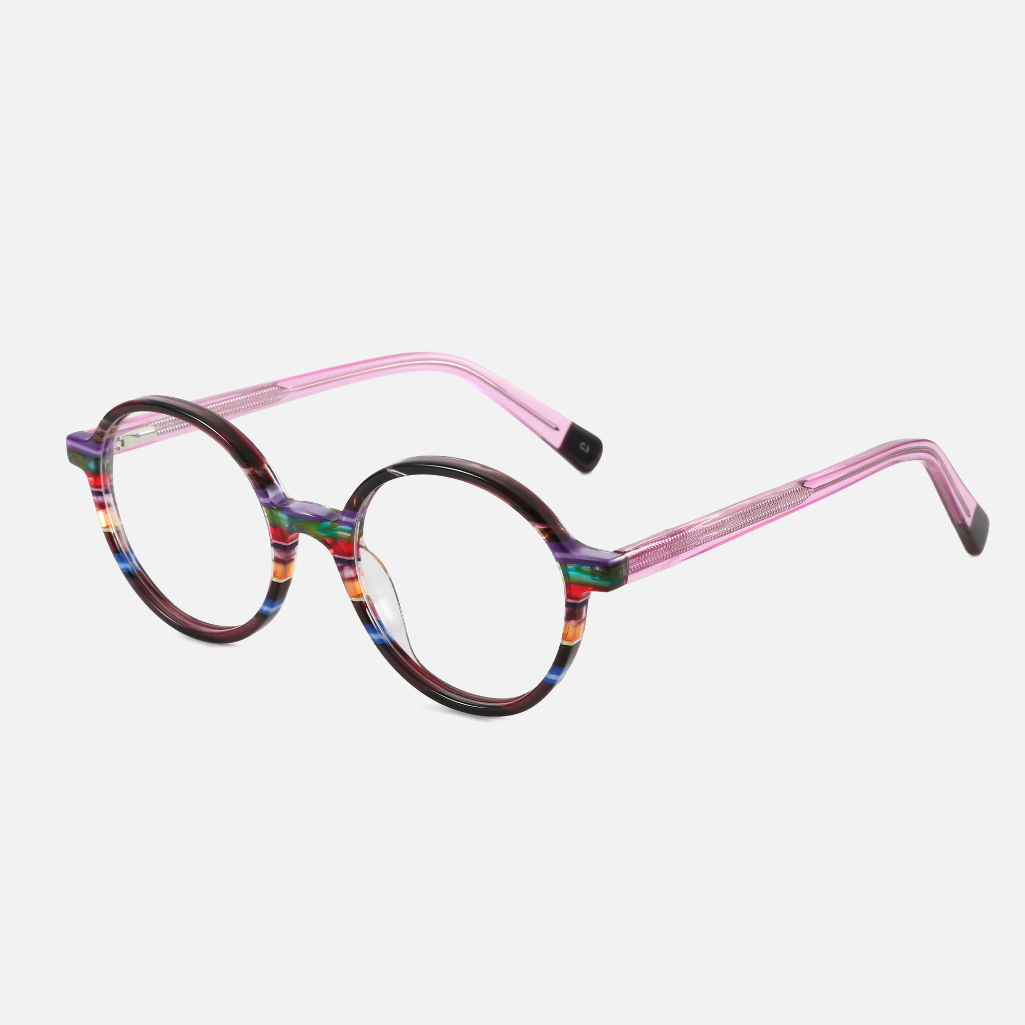 ZENOTTIC Modische, gefleckte Muster, optischer Rahmen, Unisex-Acetat-Brille, nicht verschreibungspflichtige, runde Brille im italienischen Design