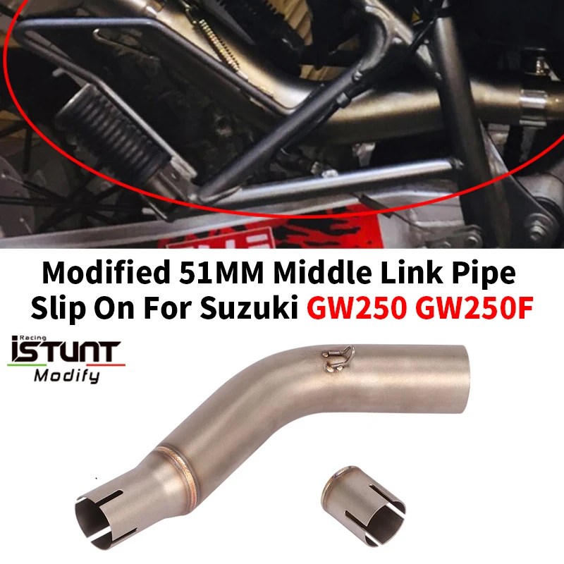 Motorcycle Exhaust Muffler 51mm Slip On For SUZUKI GW250F GW250 Connect Mid Tube For GW250 Exhaust Middle Link Pipe DB Killer