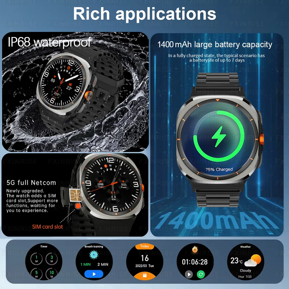 Jam Tangan Pintar Baru Ultra 4G/5G Kartu SIM Panggilan Video Smartwatch GPS WIFI Kamera Putar Panggilan Global Penyimpanan 128 Layar AMOLED