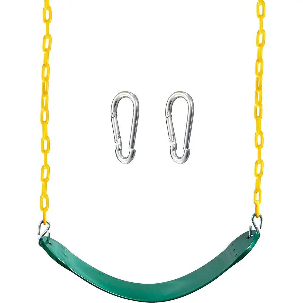 

Heavy Duty Swing Seat Green Color with 66” Chain, Swing Set Accories Replacement with Snap Hooks or Kids Outdoor Play Playground