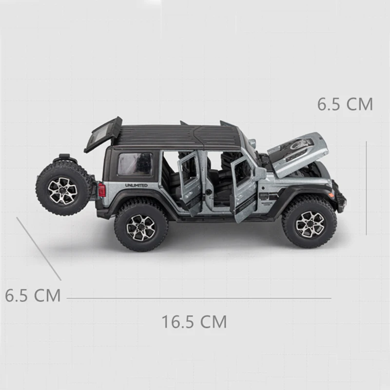 Wrangler Rubicon Diecast Car Model Infantil, 1:32 Liga, Metal, Fora da estrada, Puxar, Simulação, Luz Sonora, Veículos de Brinquedo, Presente