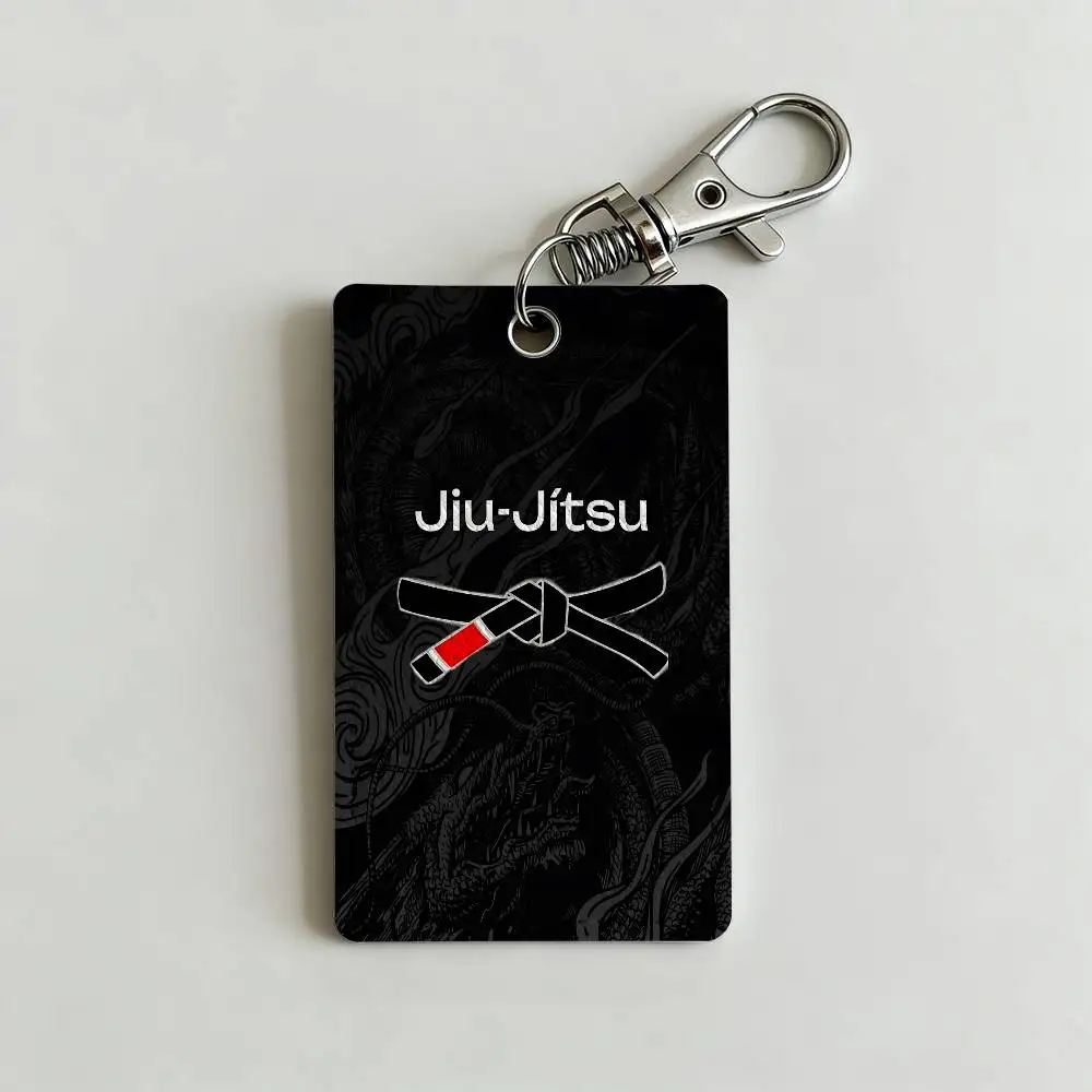 BJJ Brazilian Jiu Jitsu Card Holder Men And Womenn Universal Antirust Keychain Learther Access Drop Key Tag Ring
