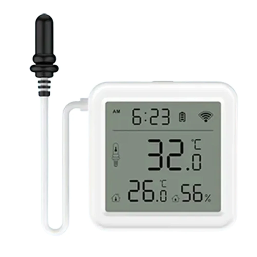 Wifi Temperature Humidity Sensor With External Probe LCD Display For Aquarium Fridge Home Hygrometer Thermometer