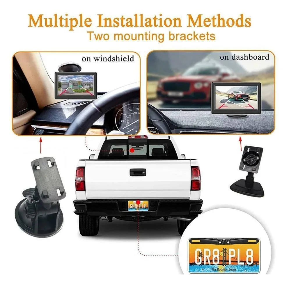 QueenDer Vehicle Accessories Backup Camera Wireless Car Rear View HD Parking System Night Vision + 5