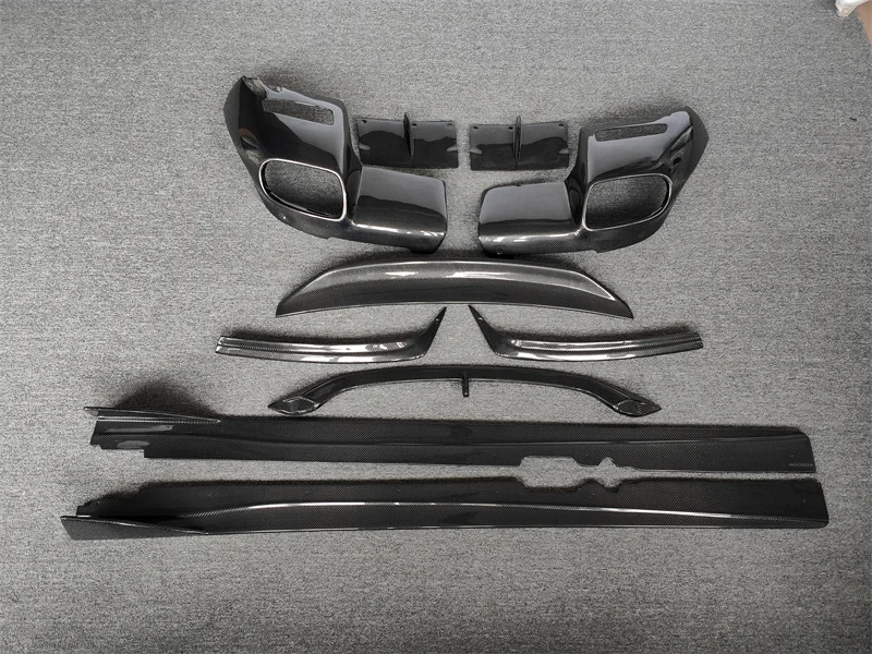 Used for 12 to Improve RZ Style Front Lip Side Skirts and Rear Lip Tail wings F12 Carbon Fiber Body Kit