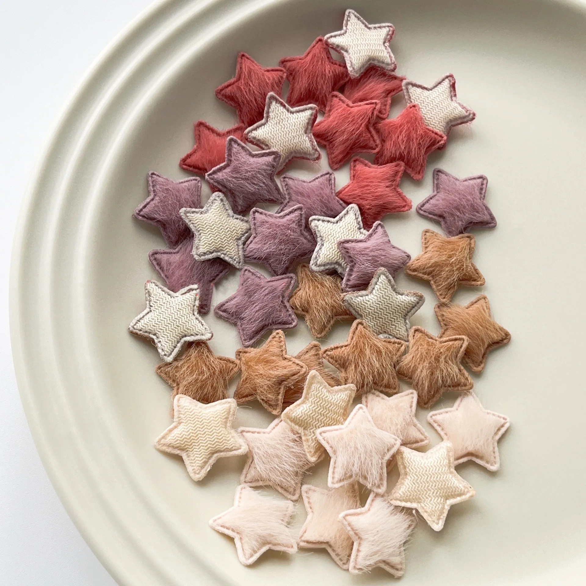 50Pcs Mini Cute 2cm Ultrasonic Embossed Five Star Patch DIY Handmade Star Flower Sticker Hair Headgear Accessories